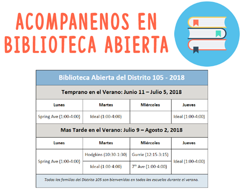 D105 Open Library Schedule in Spanish D105 Open Library Schedule in Spanish